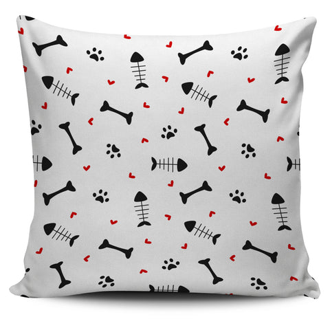 Dog Bone Paw Pillow Cover