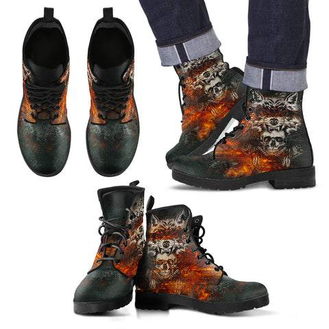 Wolf & Skull Men's Handcrafted Premium Boots V2