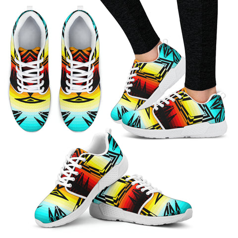 Fire and Turquoise with Black New Sopo Athletic Sneakers White Sole