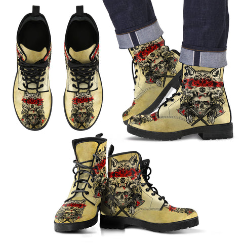 Wolf & Skull Men's Handcrafted Premium Boots