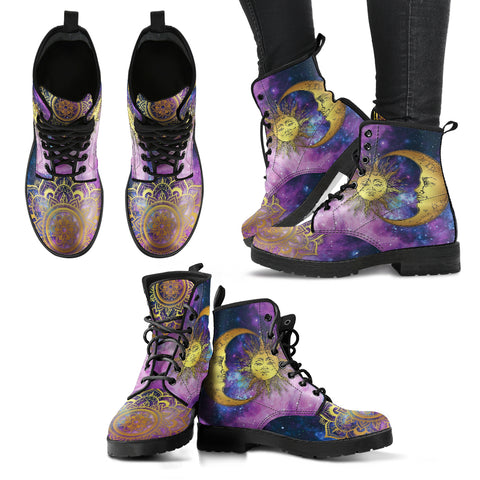 Sun and Moon Mandala Handcrafted Boots