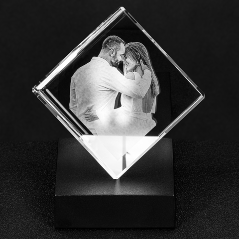 Beautiful and Different Personalized Cut Corner Crystal Cube.