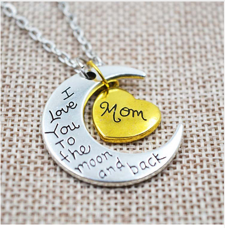 Family "I Love You To The Moon And Back" Silver Necklace