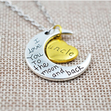 Family "I Love You To The Moon And Back" Silver Necklace