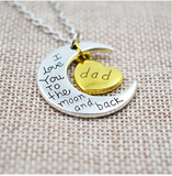 Family "I Love You To The Moon And Back" Silver Necklace
