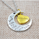 Family "I Love You To The Moon And Back" Silver Necklace