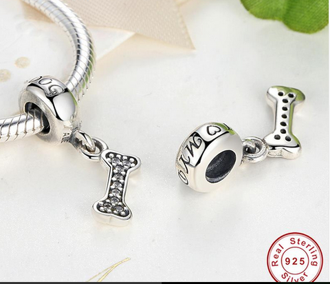 925 Sterling Silver I Love My Dog Bone Necklace & Bracelet