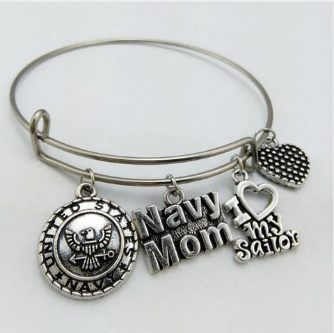 United States Navy Mom Stainless Steel Bracelet