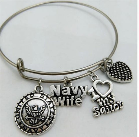 United States Navy Wife Stainless Steel Bracelet