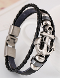 Handmade Retro Leather Woven Anchor Charm Bracelet Offer