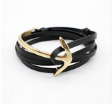 Fashion Jewelry PU Leather Men/Women Half Bend Anchor Bracelet Offer