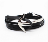 Fashion Jewelry PU Leather Men/Women Half Bend Anchor Bracelet