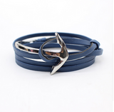 Fashion Jewelry PU Leather Men/Women Half Bend Anchor Bracelet