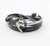 Fashion Jewelry PU Leather Men/Women Half Bend Anchor Bracelet