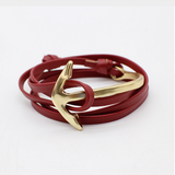 Fashion Jewelry PU Leather Men/Women Half Bend Anchor Bracelet