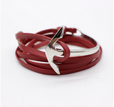 Fashion Jewelry PU Leather Men/Women Half Bend Anchor Bracelet