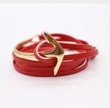 Fashion Jewelry PU Leather Men/Women Half Bend Anchor Bracelet Offer