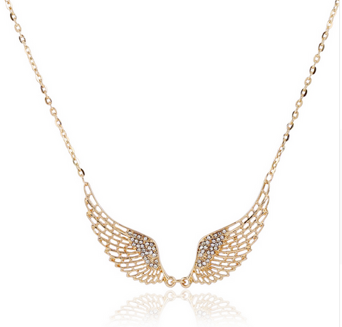 Gold/Silver Plated Angel Wing Crystal Necklace Choker