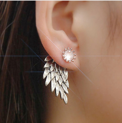 Women's Vintage Punk Angel Wings Alloy Crystal Earrings