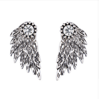 Women's Vintage Punk Angel Wings Alloy Crystal Earrings Offer