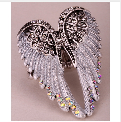 Gold and Silver Plated Angel Wings Stretch Ring