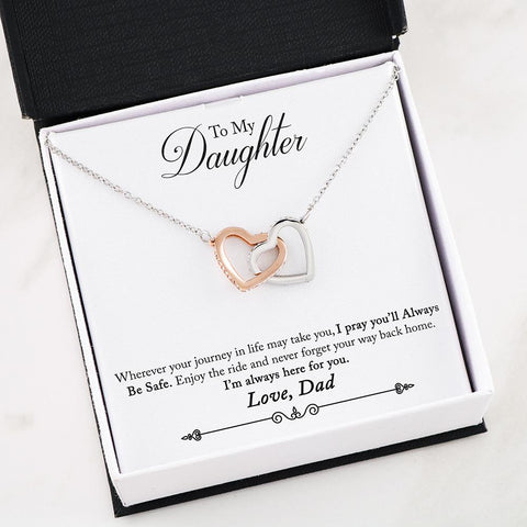 Dad to Daughter -Safe-Interlocking Hearts Necklace