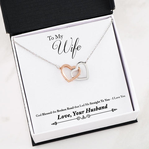 Husband to Wife -Broken Road -Interlocking Hearts Necklace