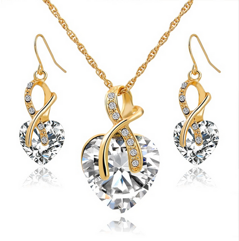 Austrian Crystal Necklace Earrings Set