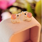 Lovely Baby Elephant Opal Stud Earrings