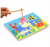 Baby Kid Wooden Magnetic Fishing Game & 3D Jigsaw Puzzle