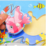 Baby Kid Wooden Magnetic Fishing Game & 3D Jigsaw Puzzle