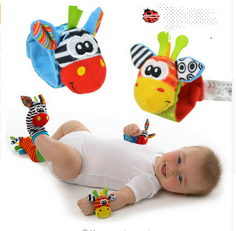 2 pcs.  Animal Baby Socks and Wrist Strap With Rattle