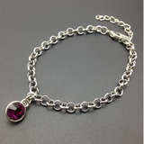 12 Birthstone Single Crystal Charm Link Chain Bracelet