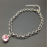 12 Birthstone Single Crystal Charm Link Chain Bracelet