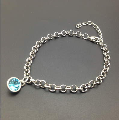 12 Birthstone Single Crystal Charm Link Chain Bracelet Offer