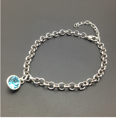 12 Birthstone Single Crystal Charm Link Chain Bracelet