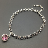 12 Birthstone Single Crystal Charm Link Chain Bracelet