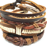 4pcs 1 Set Punk Genuine Wrap Leather Bracelets Men Offer