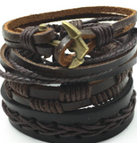4pcs 1 Set Punk Genuine Wrap Leather Bracelets Men Offer