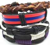 4pcs 1 Set Punk Genuine Wrap Leather Bracelets Men Offer
