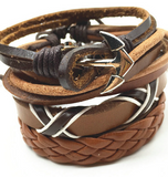 4pcs 1 Set Punk Genuine Wrap Leather Bracelets Men Offer