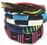 4pcs 1 Set Punk Genuine Wrap Leather Bracelets Men