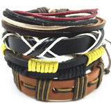4pcs 1 Set Punk Genuine Wrap Leather Bracelets Men Offer