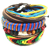 4pcs 1 Set Punk Genuine Wrap Leather Bracelets Men