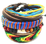 4pcs 1 Set Punk Genuine Wrap Leather Bracelets Men Offer