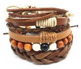 4pcs 1 Set Punk Genuine Wrap Leather Bracelets Men Offer