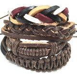 4pcs 1 Set Punk Genuine Wrap Leather Bracelets Men Offer