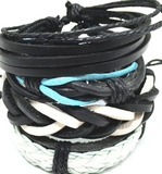 4pcs 1 Set Punk Genuine Wrap Leather Bracelets Men Offer