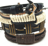 4pcs 1 Set Punk Genuine Wrap Leather Bracelets Men Offer