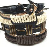 4pcs 1 Set Punk Genuine Wrap Leather Bracelets Men